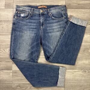 Joe's Jeans The Smith Mid Rise Straight Crop Jeans Distressed Medium Wash sz 28